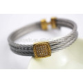 Bracelet vintage en or plaqué or Bracelet cable-wire avec cristaux